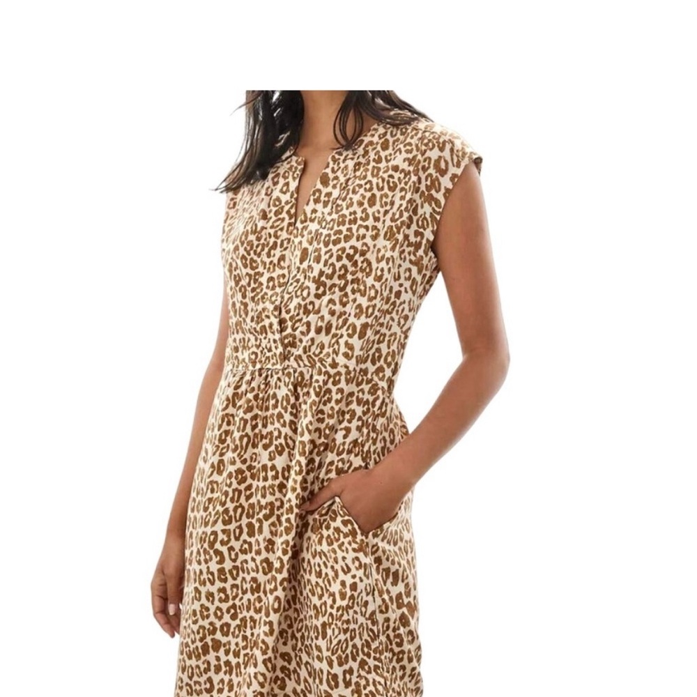Anthropologie Pilcro Leopard Print Cap Sleeve Dress M Pockets